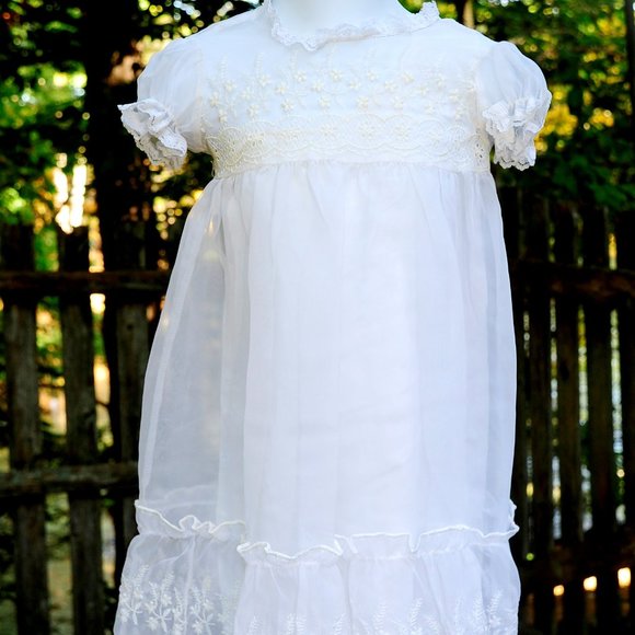 VTG Ivory Christening Baptismal 4-Piece Outfit Gown/Set 0-6M - Picture 10 of 13